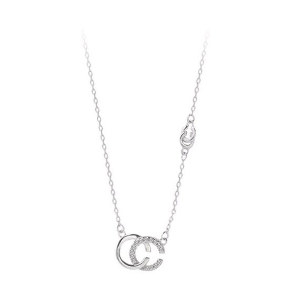 925 Sterling Silver Diamond Interlocking Necklce - Picture 4 of 4